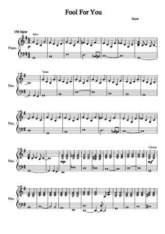 Zayn Fool For You score for Piano