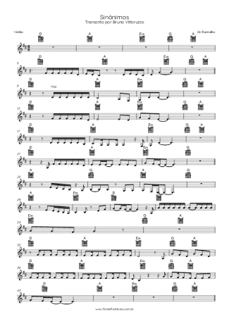 Zé Ramalho Sinônimos score for Acoustic Guitar