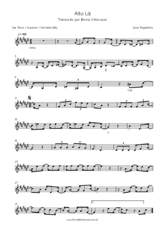 Zeca Pagodinho  score for Clarinet (Bb)