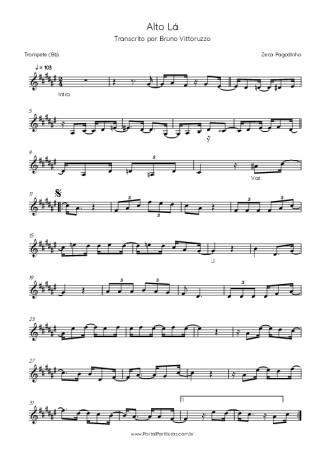 Zeca Pagodinho Alto Lá score for Trumpet