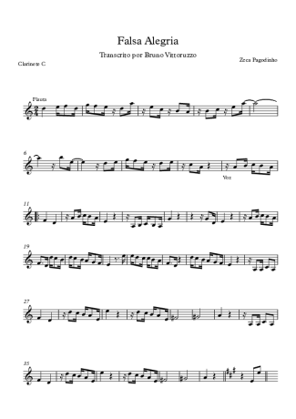 Zeca Pagodinho  score for Clarinet (C)